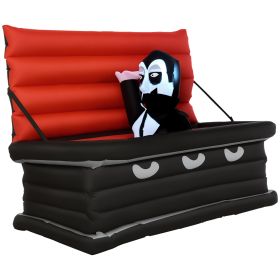 6 FT Halloween Inflatable Vampire in Coffin Outdoor Decoration with Built-in LED Lights, IP44 Waterproof Blow Up Dracula Coffin Yard Decoration with S