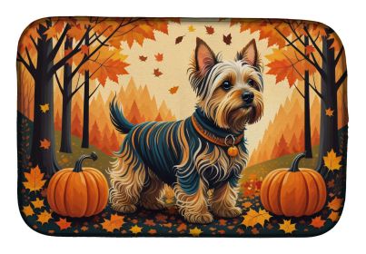 Silky Terrier Fall Dish Drying Mat Absorbent Dish Drying Mat Pad for Kitchen Counter Dish Drainer Mat for Countertop, 14 x 21", Multicolor
