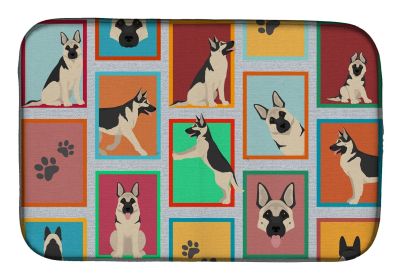 Lots of Black and Silver German Shepherd Dish Drying Mat Absorbent Dish Drying Mat Pad for Kitchen Counter Dish Drainer Mat for Countertop, 14 x