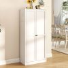 61" White Metal Kitchen Pantry Cabinet Adjustable Storage with 4 Shelves (110lb Capacity), Heavy Duty Freestanding Pantry Organizer for Kitchen