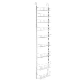 Over the Door Pantry Organizer, 9-Tier Pantry Organization and Storage, Heavy-Duty Steel Hanging Spice Rack, Adjustable Wall Seasoning Shelves