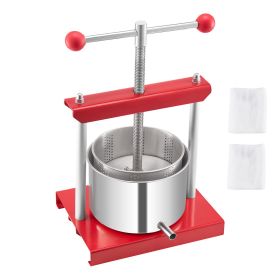 0.8 Gal/3L Fruit Wine Press, 2 Stainless Steel Barrels, Manual Juice Maker