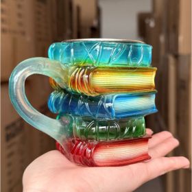 Unique Book Shaped Glass Mug Coffee Tea Cup Creative Gift For Book Lovers Double Duty Drinkware And Decoration (Option: BookB-1PCS)
