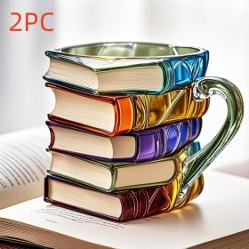 Unique Book Shaped Glass Mug Coffee Tea Cup Creative Gift For Book Lovers Double Duty Drinkware And Decoration (Option: Type B-2PCS)