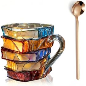 Unique Book Shaped Glass Mug Coffee Tea Cup Creative Gift For Book Lovers Double Duty Drinkware And Decoration (Option: Type 2 set-1PCS)