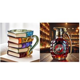 Unique Book Shaped Glass Mug Coffee Tea Cup Creative Gift For Book Lovers Double Duty Drinkware And Decoration (Option: Type B set1-1PCS)