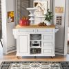 Kitchen cart with Rubber wood desktop rolling mobile kitchen island with storage and 5 draws -53 Inch length